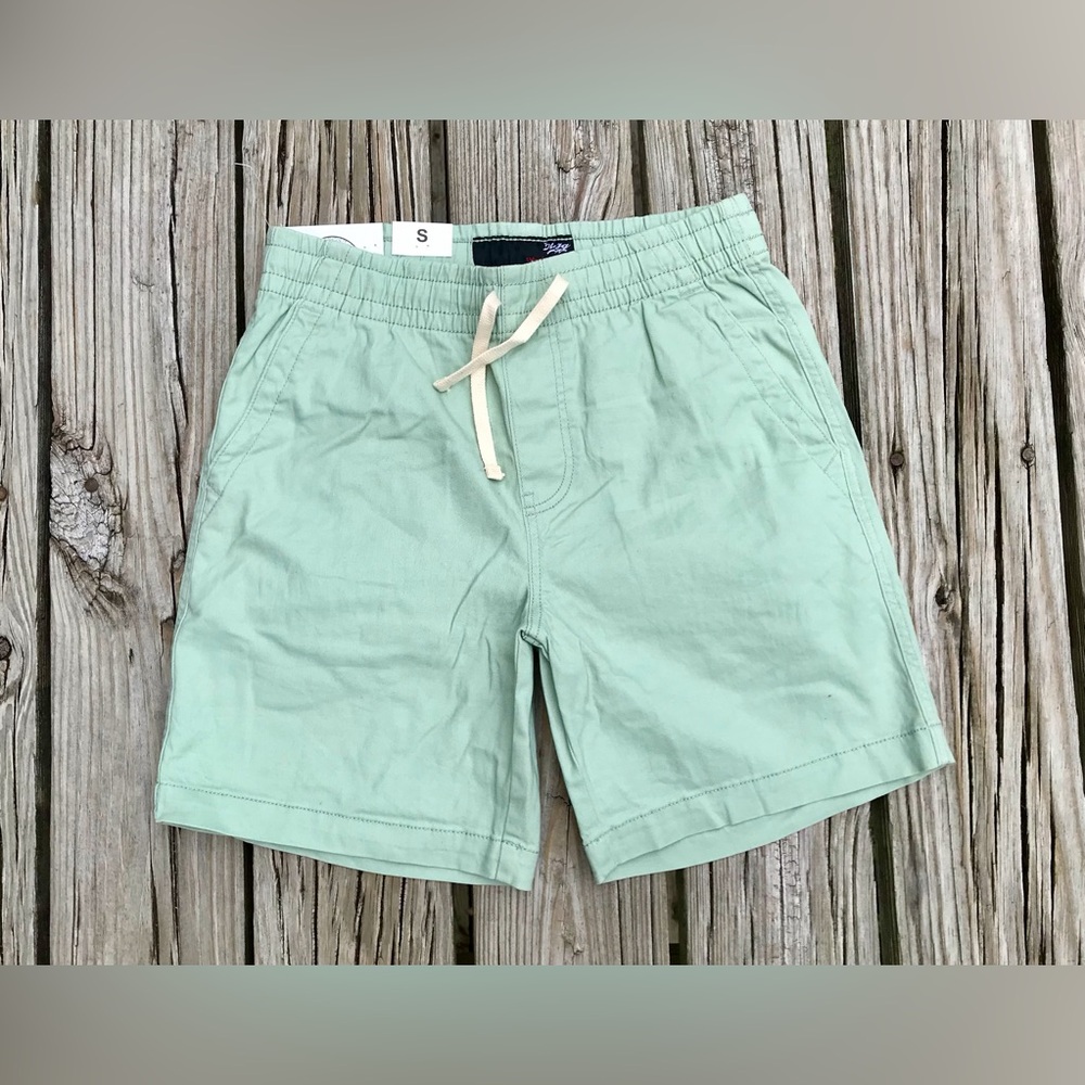 NEW Mens S PLUGG Frosty Green Stretch Pull On Canvas Cotton Pocket Shorts Beach